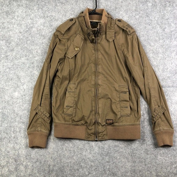 G Star Raw Astron Art Bomber Jacket Size Medium Womens Distressed Olive - Picture 1 of 9